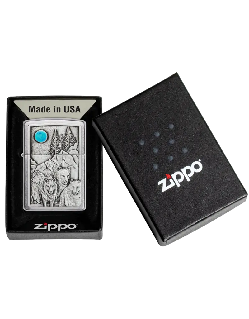 Zippo Wolves Wolf Pack and Moon Emblem