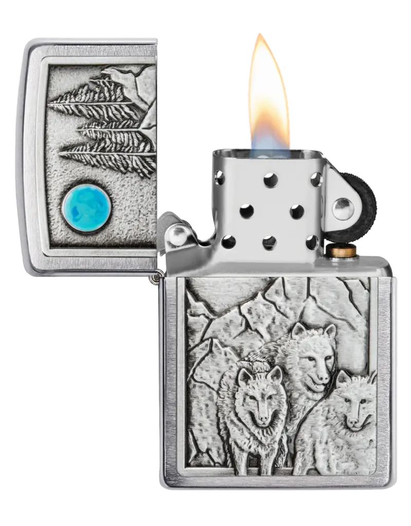 Zippo Wolves Wolf Pack and Moon Emblem