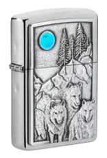 Zippo Wolves Wolf Pack and Moon Emblem