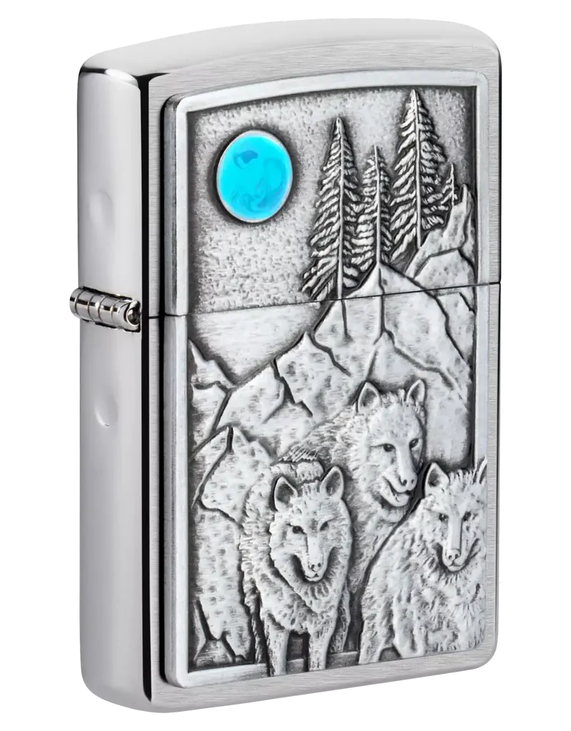 Zippo Wolves Wolf Pack and Moon Emblem