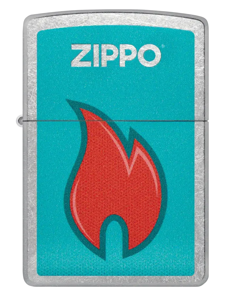 Zippo Teal Red Flame