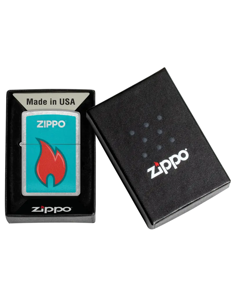 Zippo Teal Red Flame