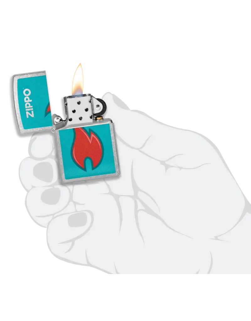 Zippo Teal Red Flame