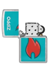 Zippo Teal Red Flame