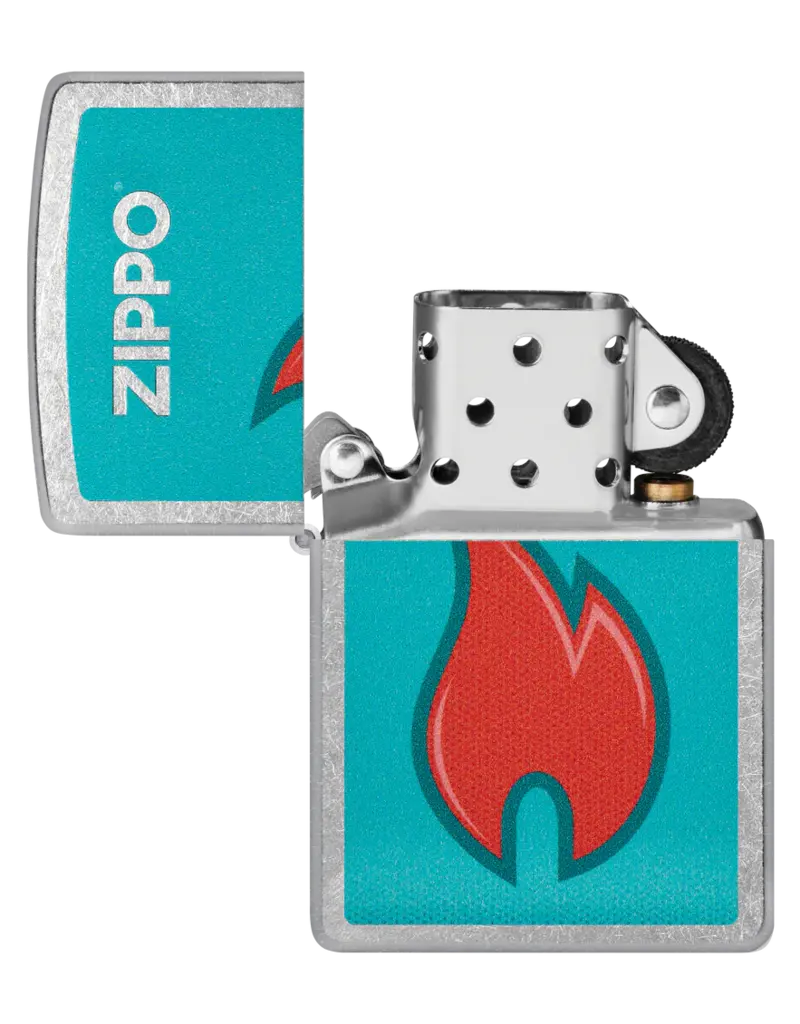 Zippo Teal Red Flame