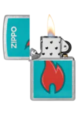 Zippo Teal Red Flame