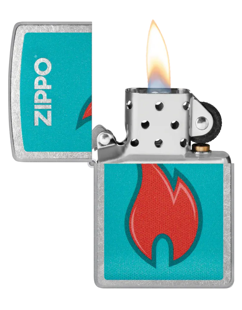 Zippo Teal Red Flame