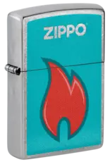 Zippo Teal Red Flame