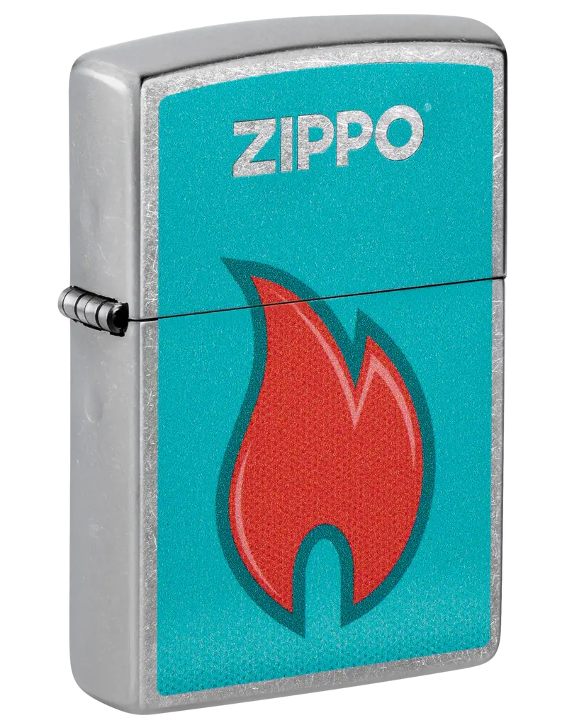 Zippo Teal Red Flame