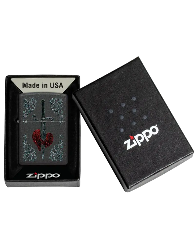 Zippo Heart Dagger Tattoo Design