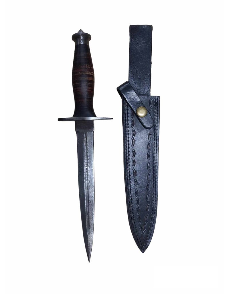 MAB IMPEX Damascus Steel Dagger with Leather Handle