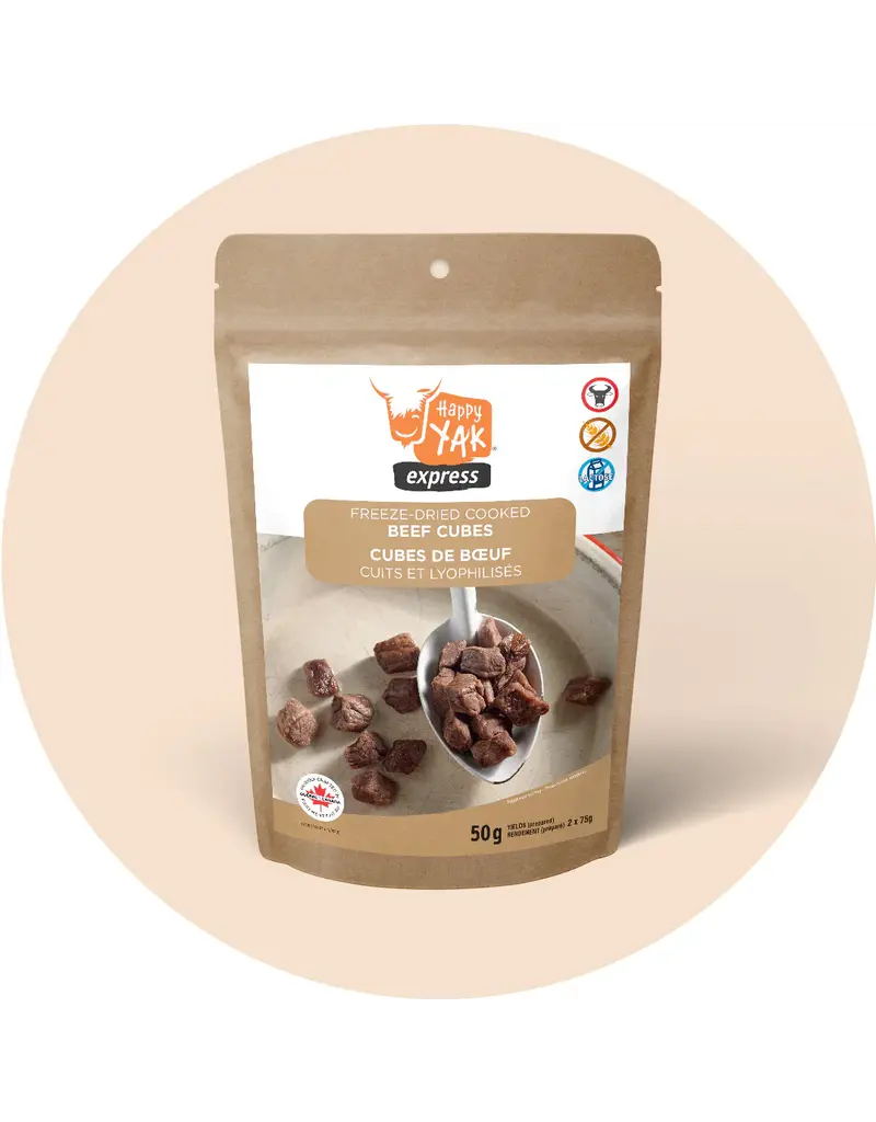 Happy Yak Freeze-Dried Cooked Beef Cubes (50g)