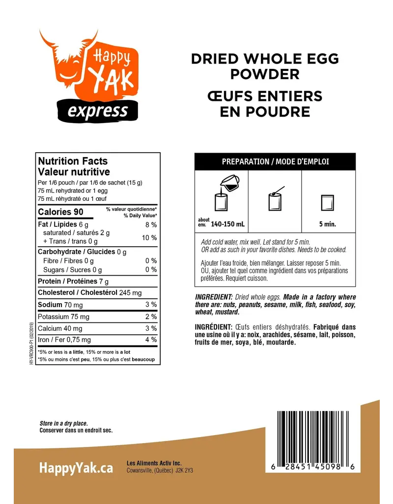 Happy Yak Oeufs en poudre (100g)