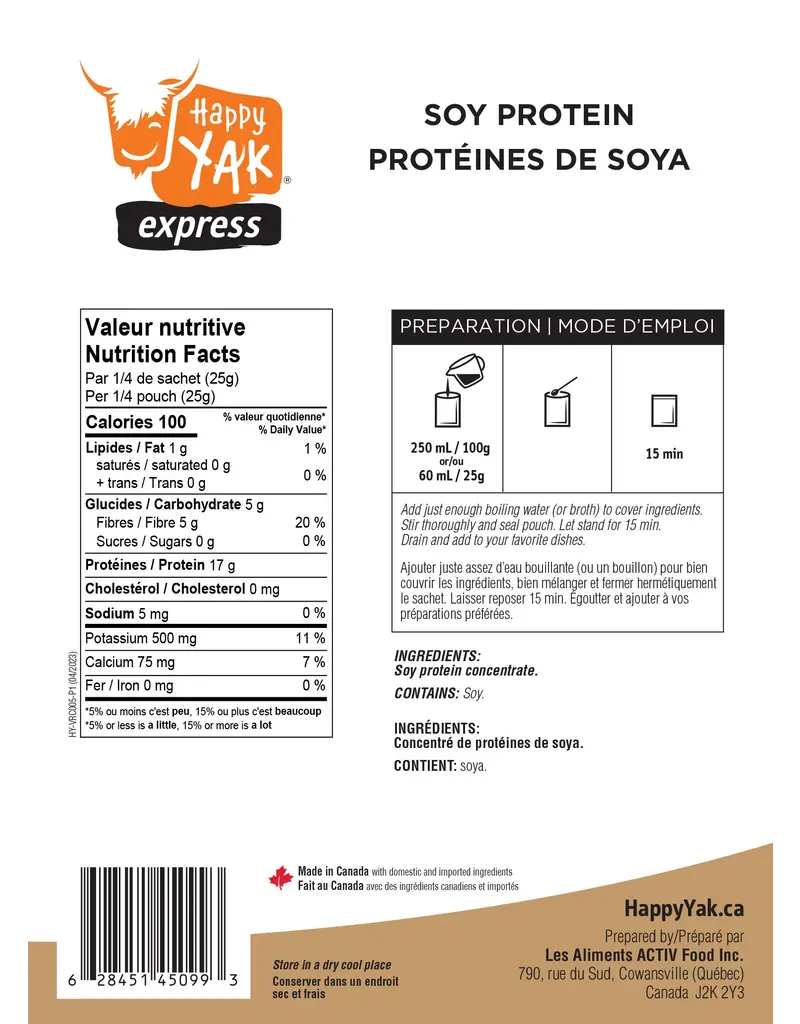 Happy Yak Protéines de soya (100g)