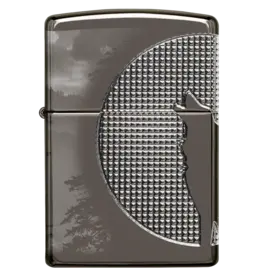 Zippo High Polish Blace Ice Wolf Design