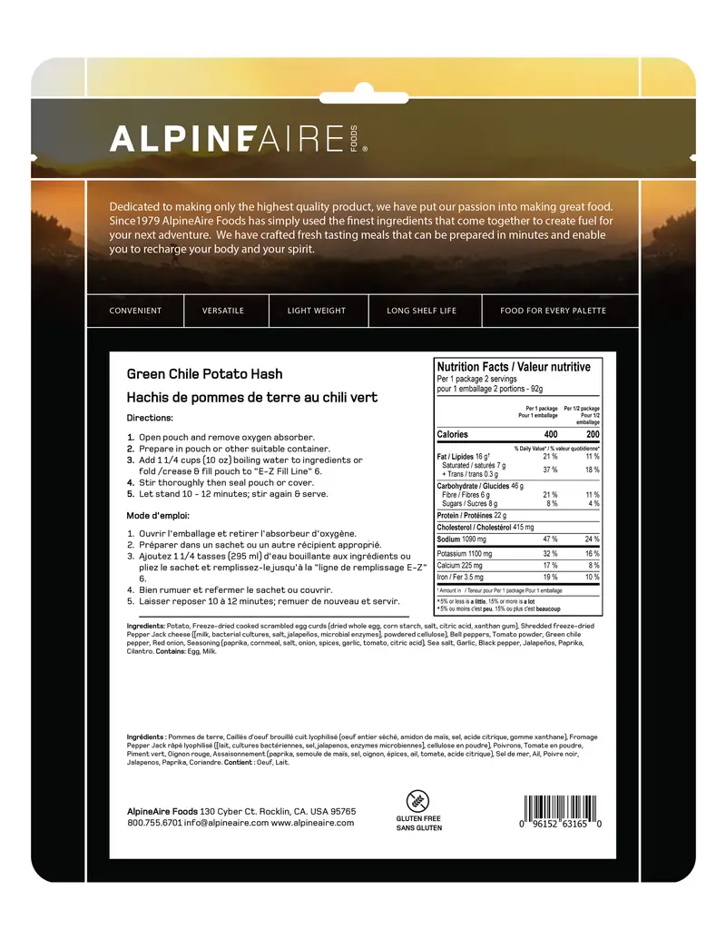 AlpineAire Green Chile Potato Hash