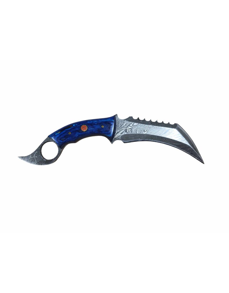 MAB IMPEX Karambit en acier damas à soie pleine