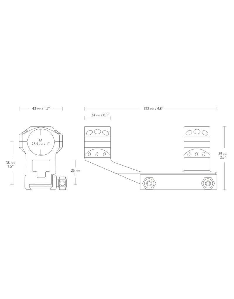 Hawke Tactical Cantilever Ring Mounts Weaver 1 Inch