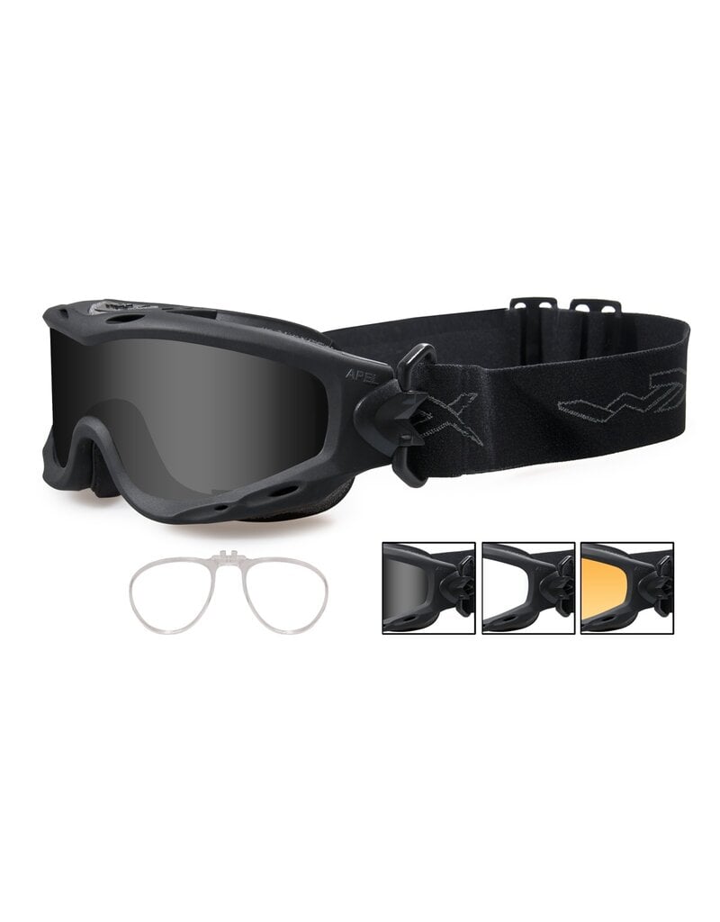 WileyX Spear Goggle Matte Black Grey/Clear/Rust with RX Insert