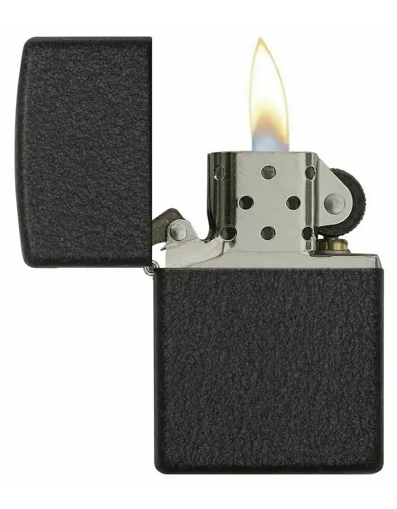 Zippo Black Crackle Lighter with Black Pouch Gift Set