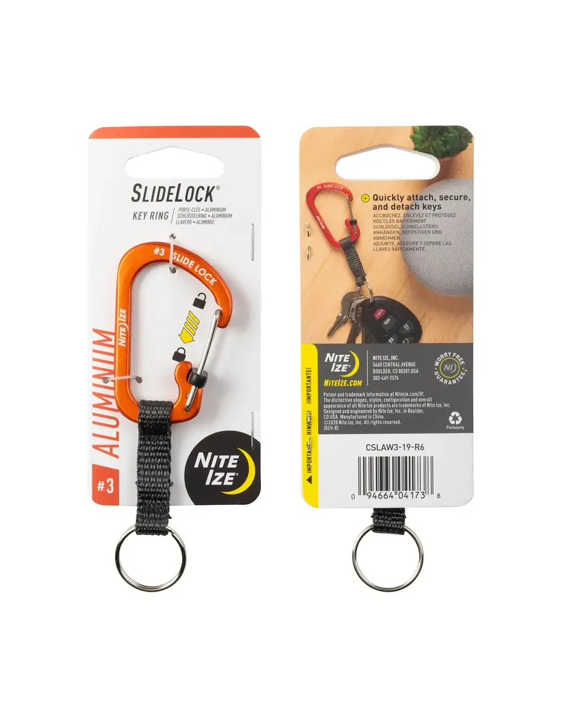 Nite Ize SlideLock Key Ring Aluminum Orange