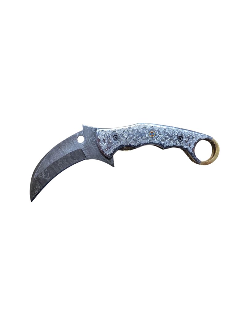 MAB IMPEX Couteau Karambit pliant en acier de Damas
