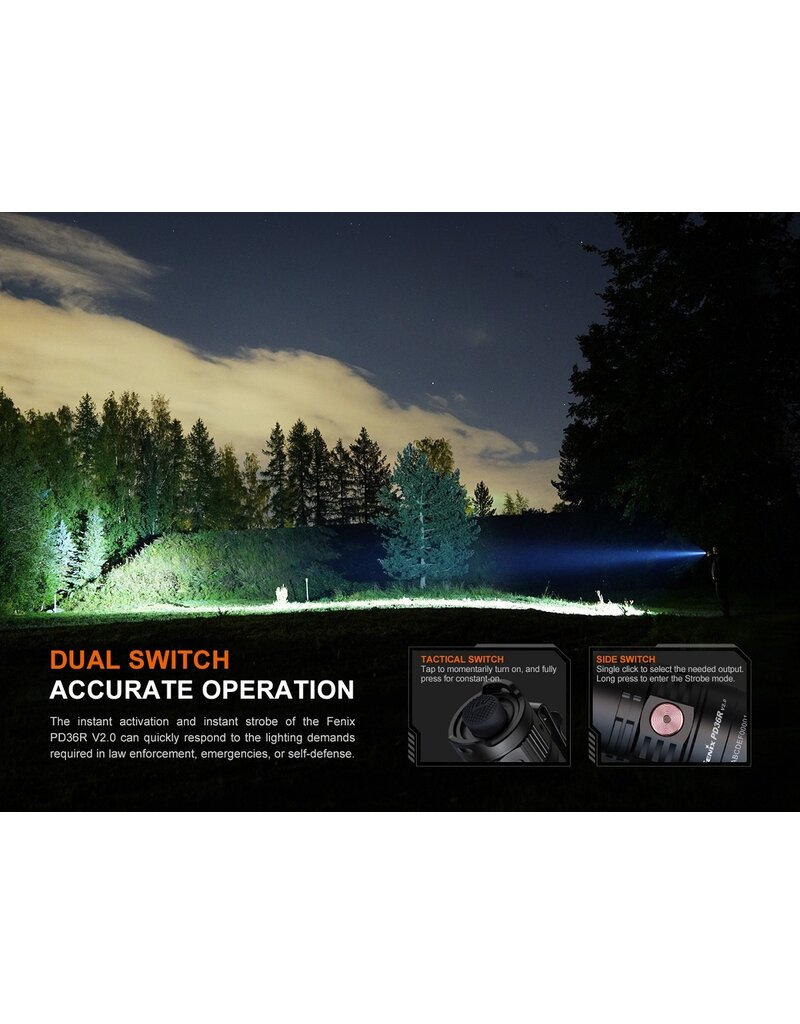 Fenix PD36R V2.0 Compact Rechargeable Tactical Flashlight