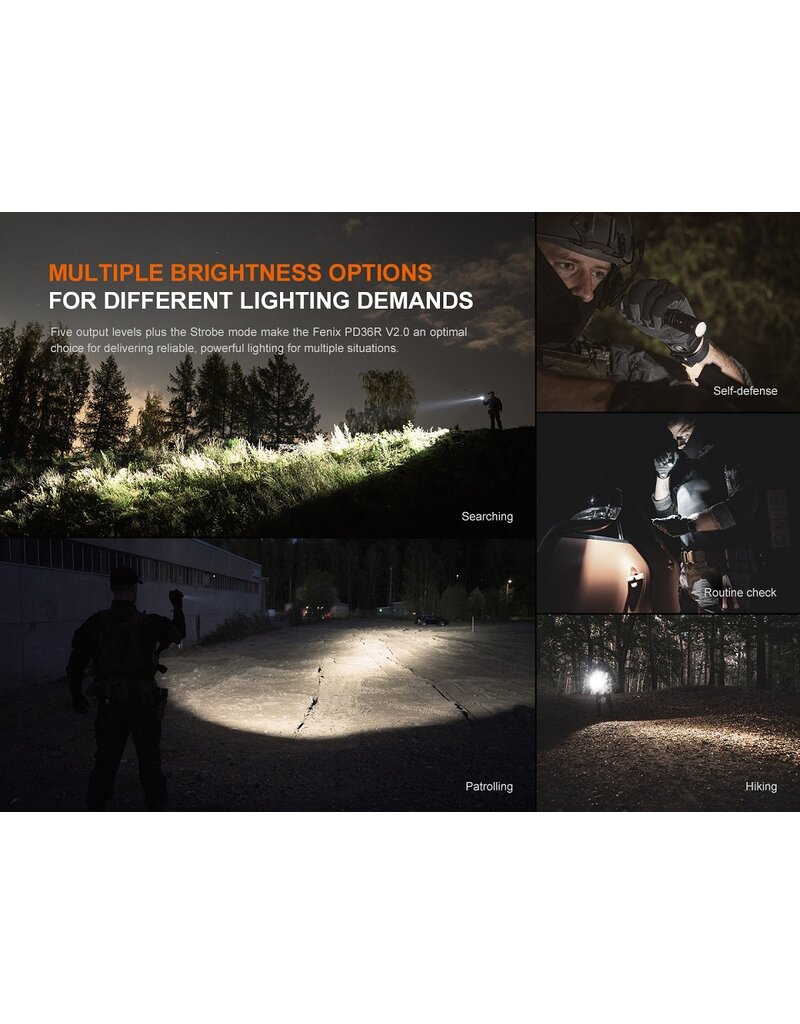 Fenix PD36R V2.0 Compact Rechargeable Tactical Flashlight
