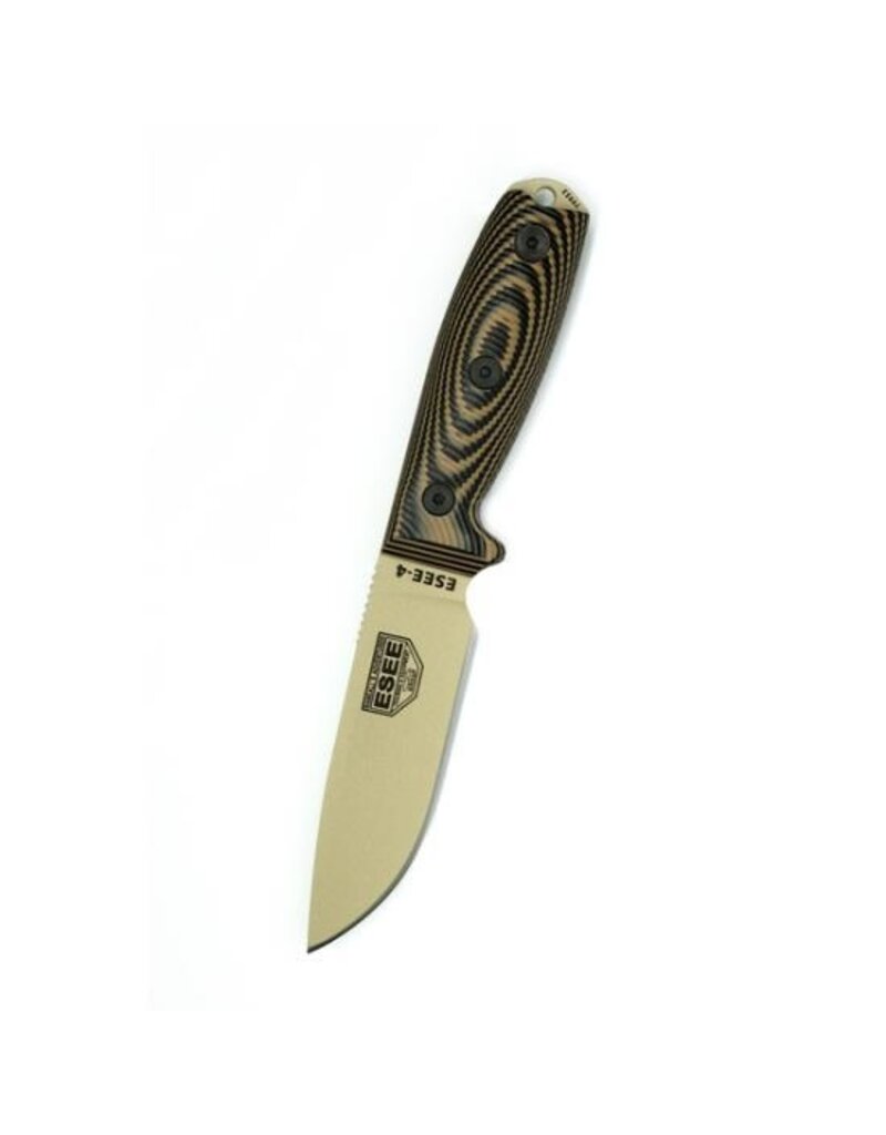 ESEE Knives Couteaux ESEE-4 manche 3D en G10 Noir et Coyote, lame Desert Tan
