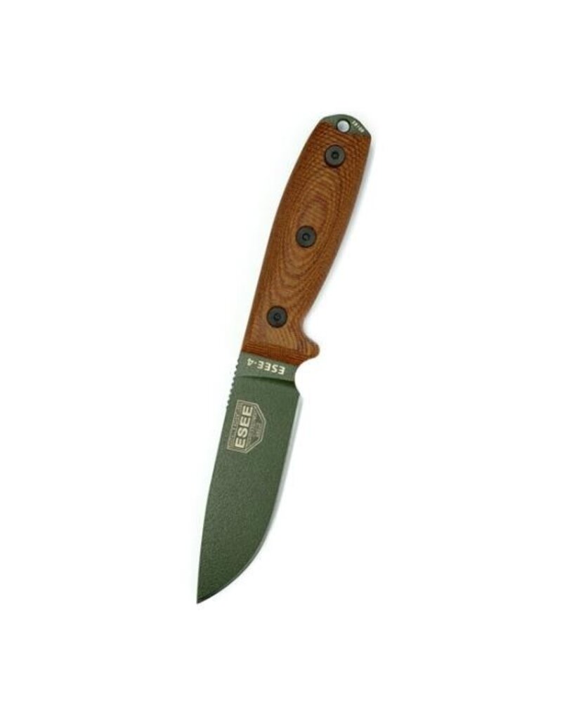 ESEE Knives ESEE-4 Manche Micarta Naturel 3D Lame Verte OD