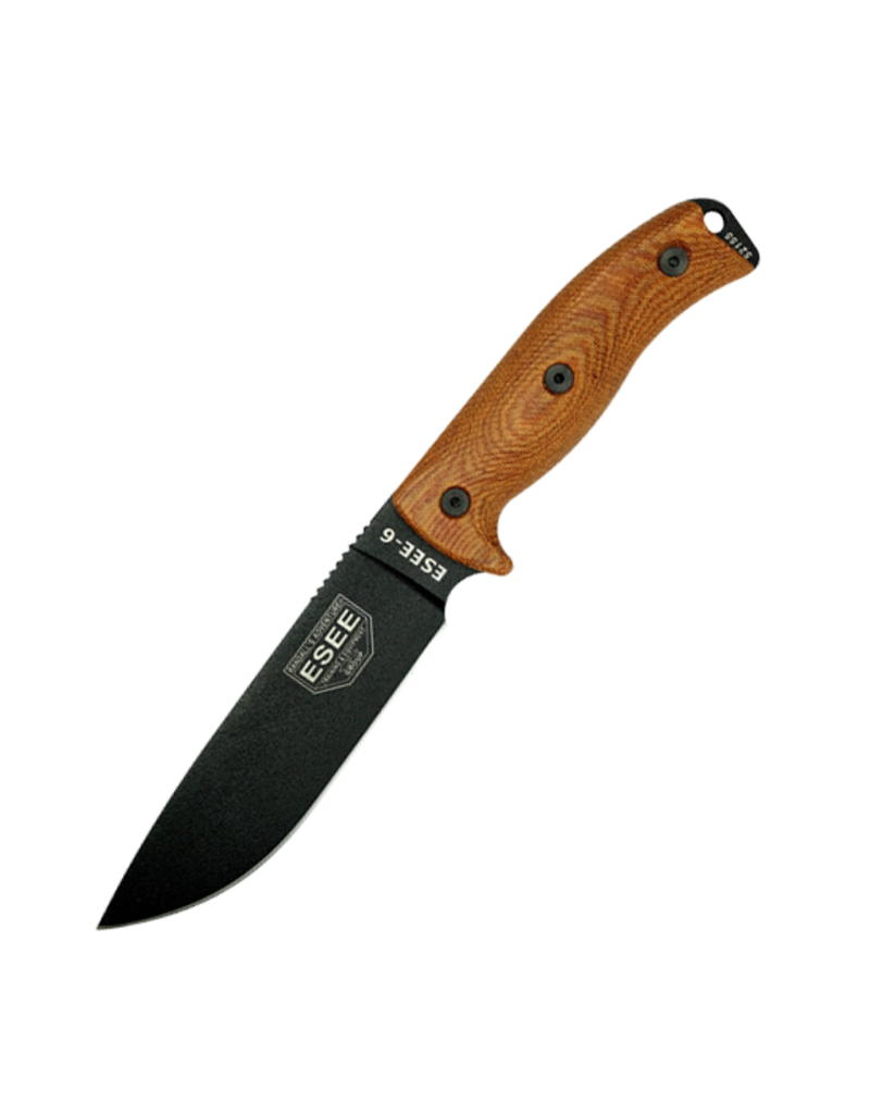 ESEE Knives Lame noire ESEE-6, manche en micarta naturel 3D