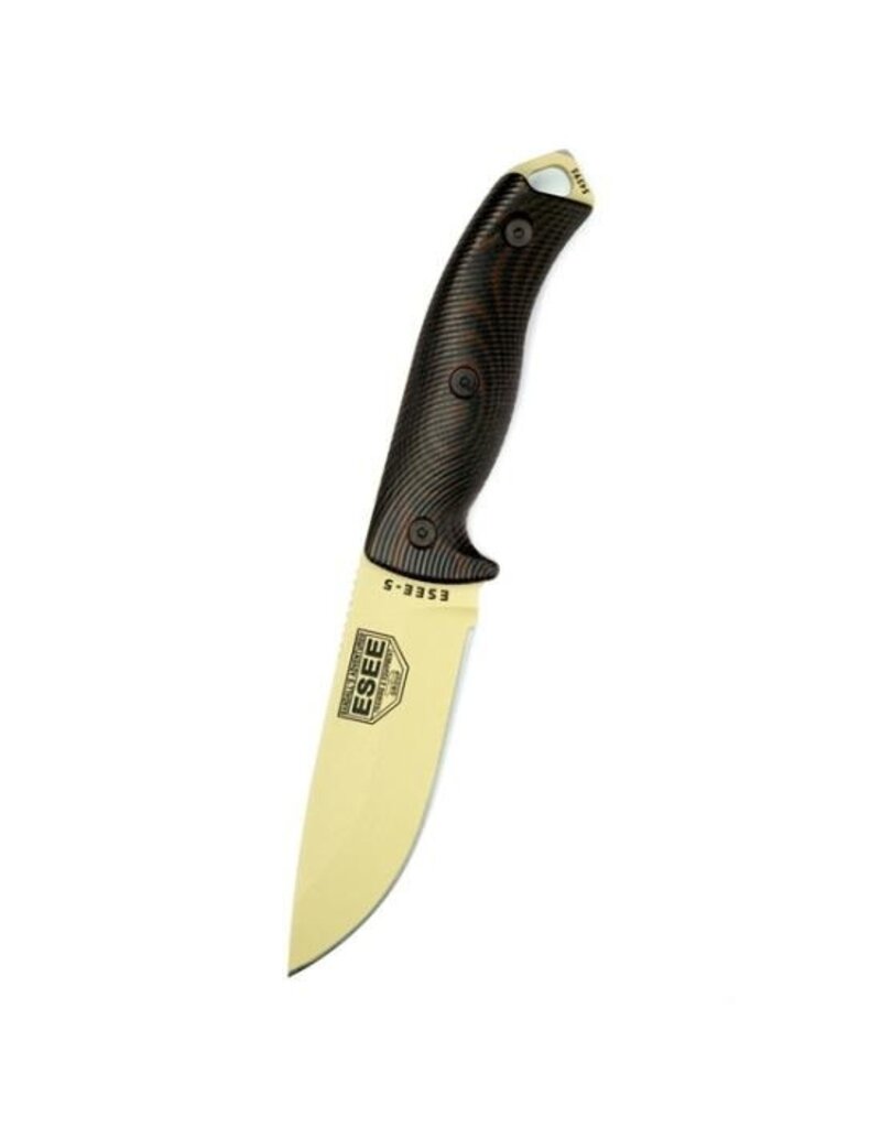 ESEE Knives ESEE-5 Lame Desert Tan Poignée Sang/Noir G10 3D Handle