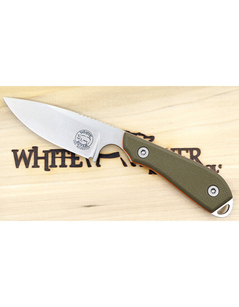 White River M1-Pro Textured Green/Orange G10 Handle, Magnacut Steel
