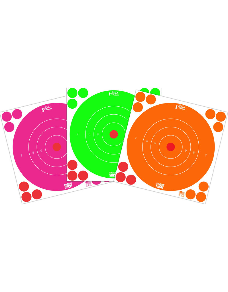 Pro-Shot Splatter Shot 8" High Vis Fluorescent Bullseye Combo 3 Color 6 Pack