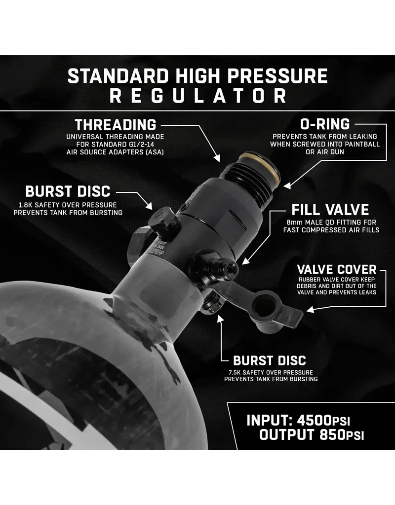 HK Army Réservoir Aerolite en fibre de carbone - 68 ci / 4500 psi - Transparent