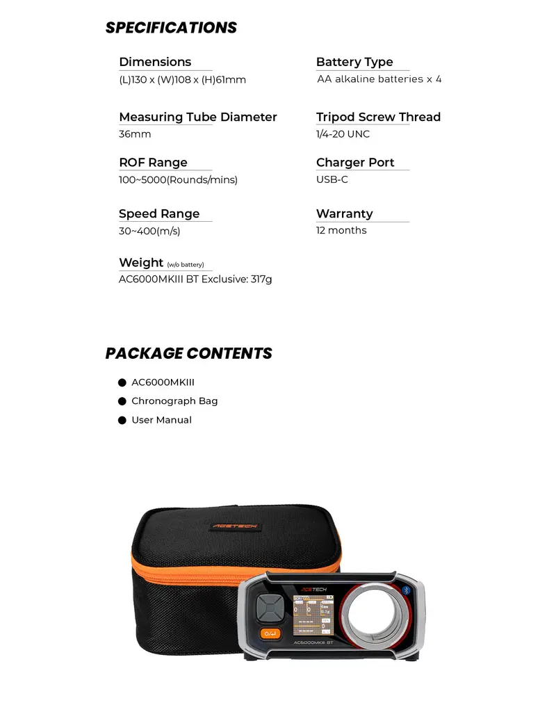 AceTech AC6000 MKIII BT Chronograph (Premium)
