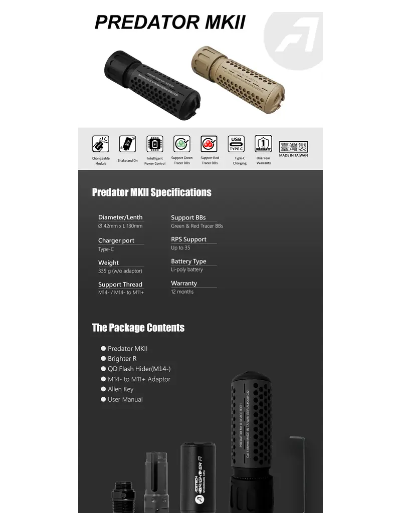 AceTech Unité de traçage Predator MKII QD (module R plus lumineux)