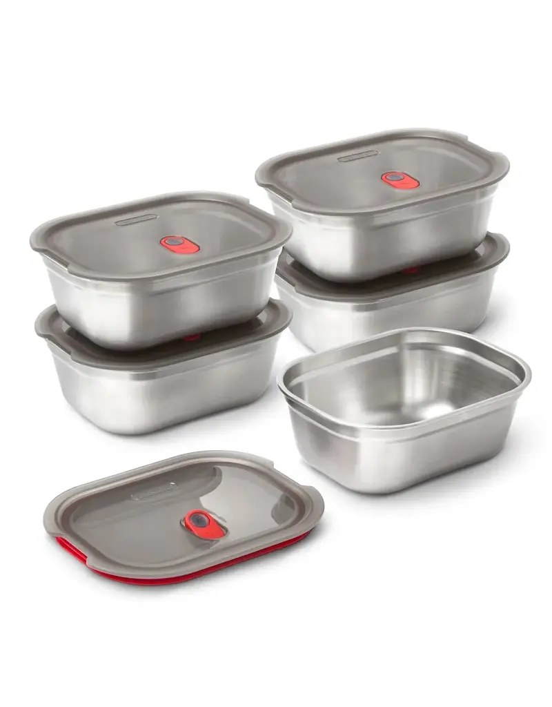 Black+Blum Boîte à aliments en acier gris et rouge