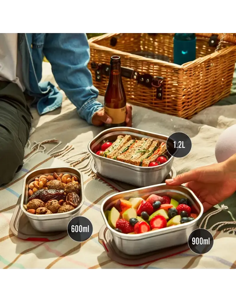 Black+Blum Boîte à aliments en acier gris et rouge