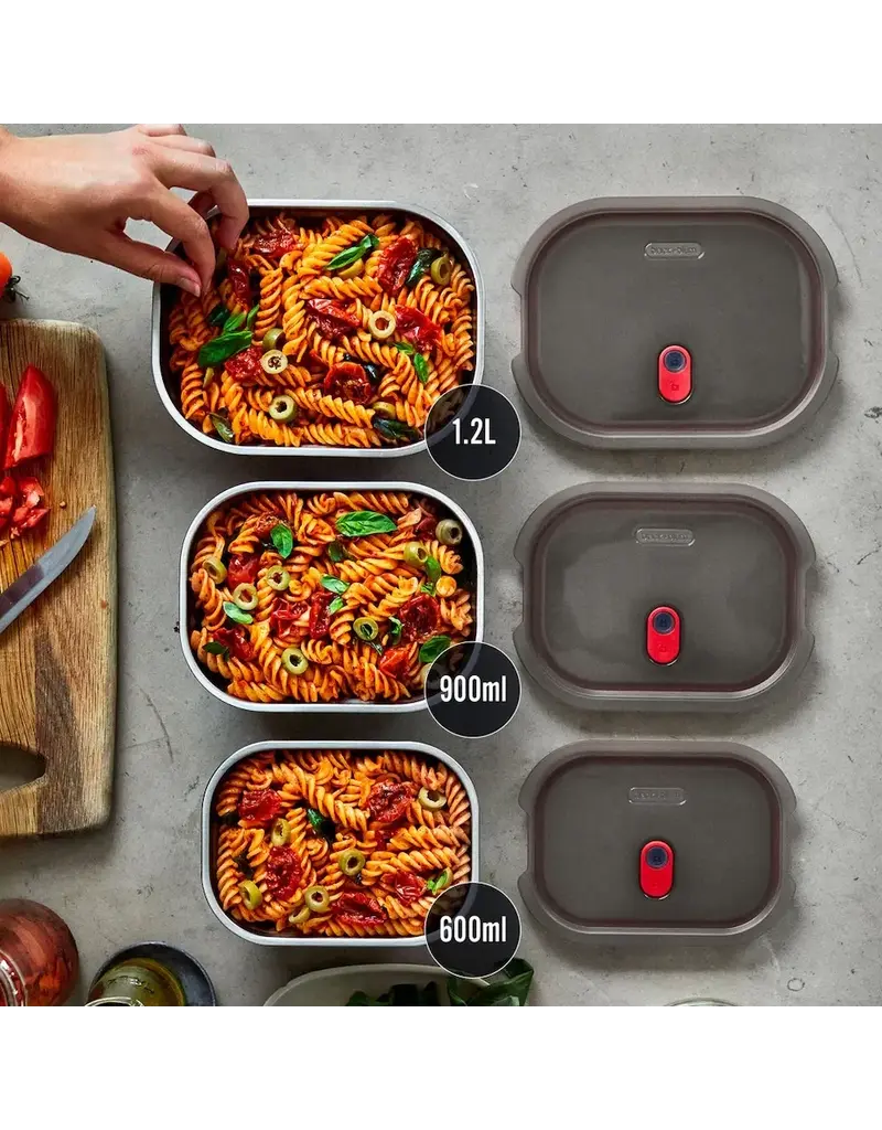 Black+Blum Boîte à aliments en acier gris et rouge