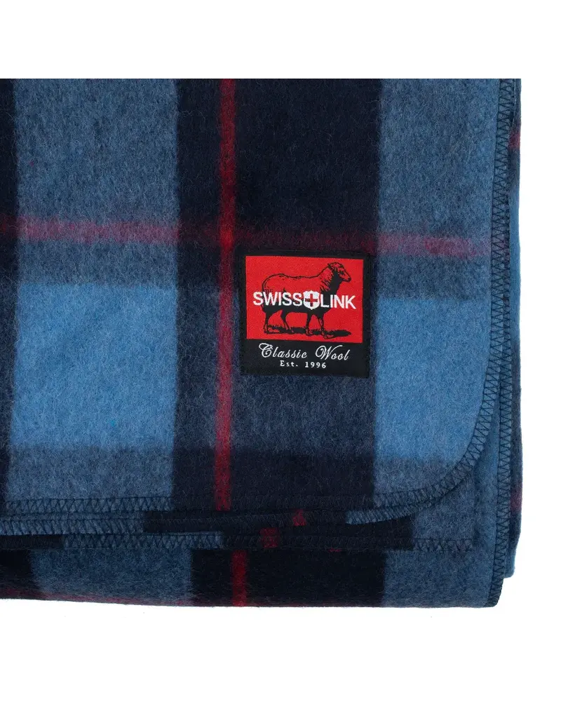 Swiss Link Sky Blue Classic Wool Blanket Plaid Collection
