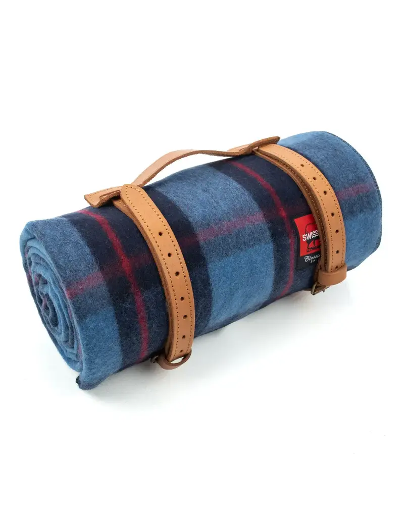 Swiss Link Sky Blue Classic Wool Blanket Plaid Collection