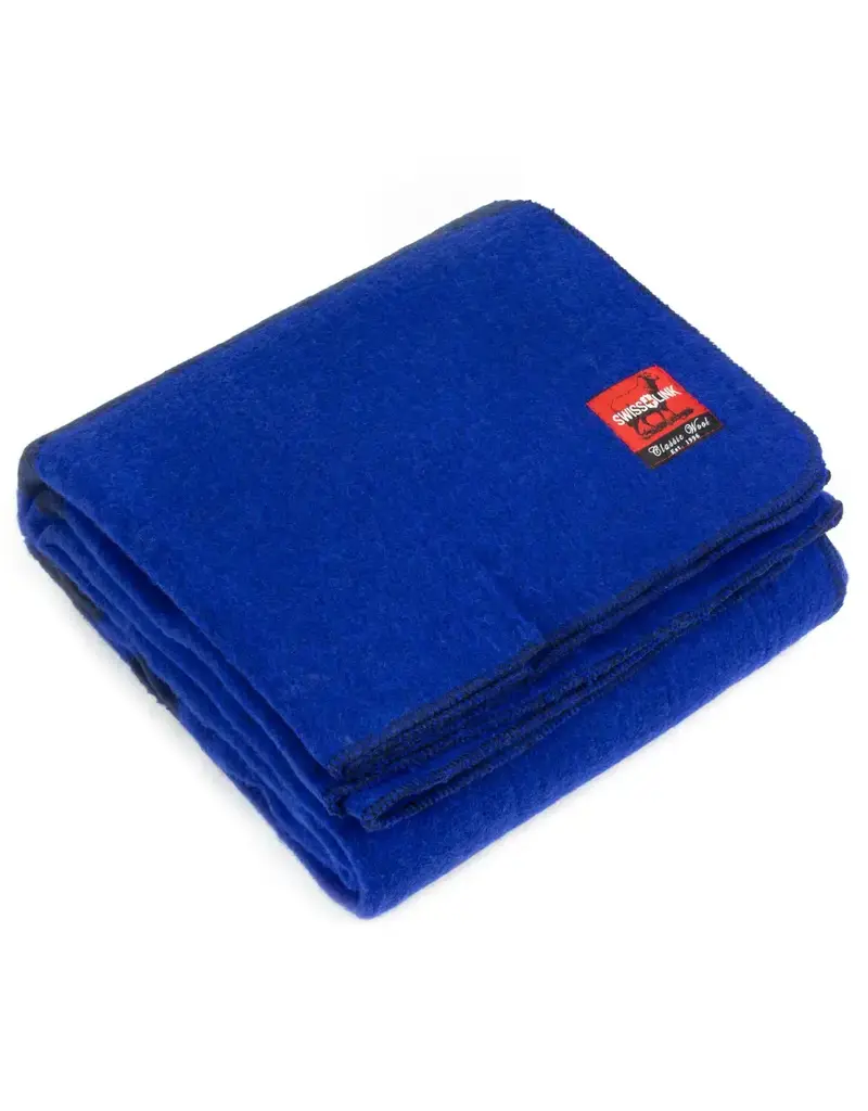 Swiss Link Couverture classique en laine bleu royal