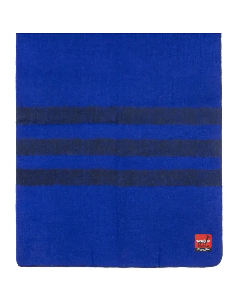 Swiss Link Royal Blue Classic Wool Blanket