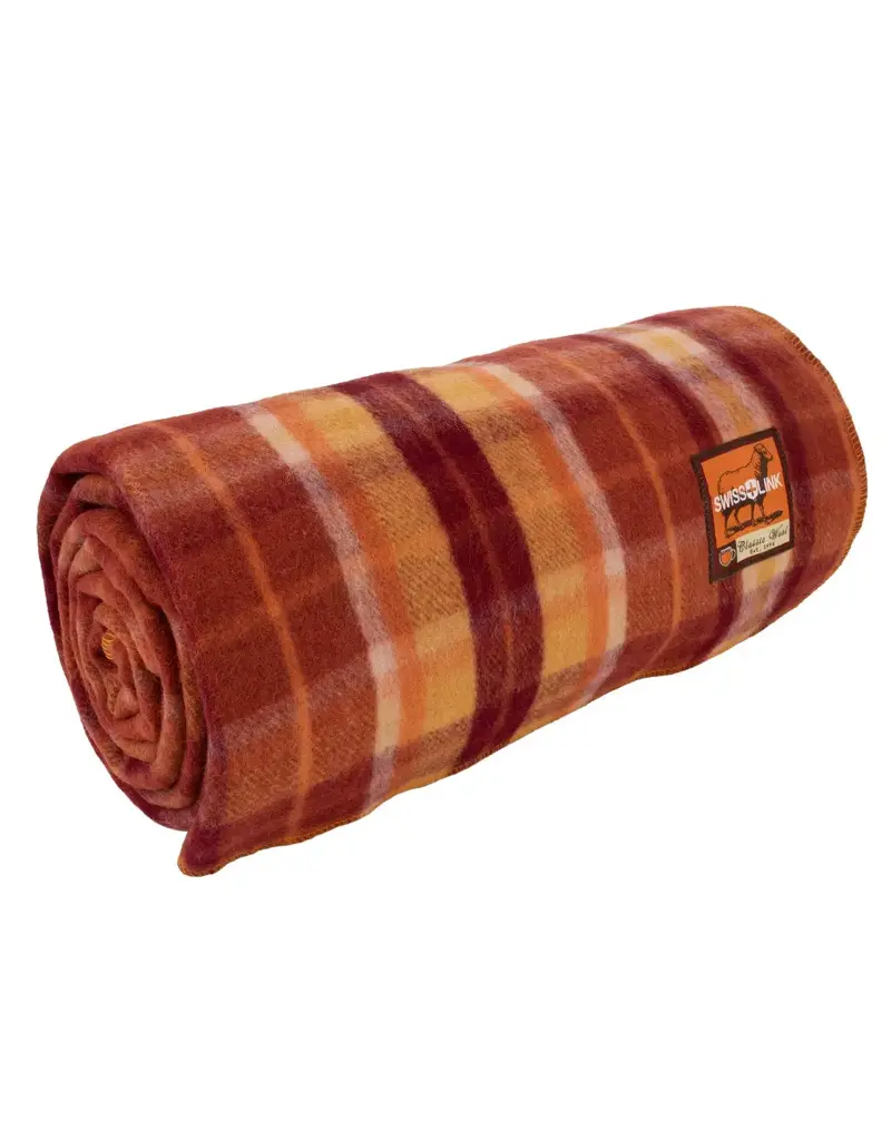 Swiss Link Pumpkin Spice Plaid Classic Wool Blanket Café Edition