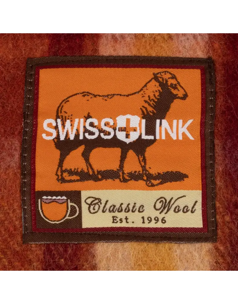Swiss Link Couverture classique en laine à carreaux citrouille épicée, édition café