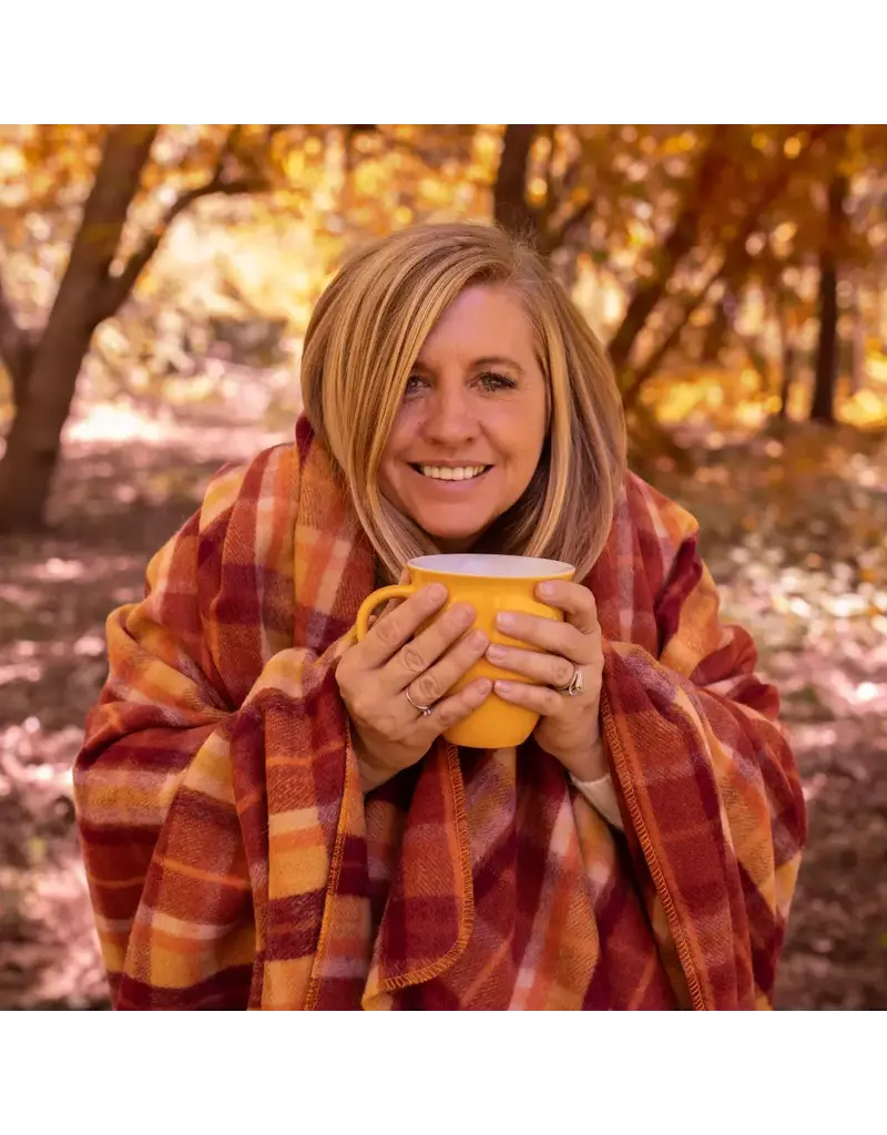 Swiss Link Pumpkin Spice Plaid Classic Wool Blanket Café Edition