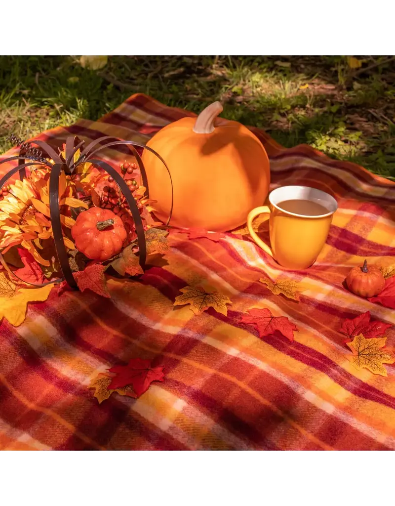 Swiss Link Pumpkin Spice Plaid Classic Wool Blanket Café Edition