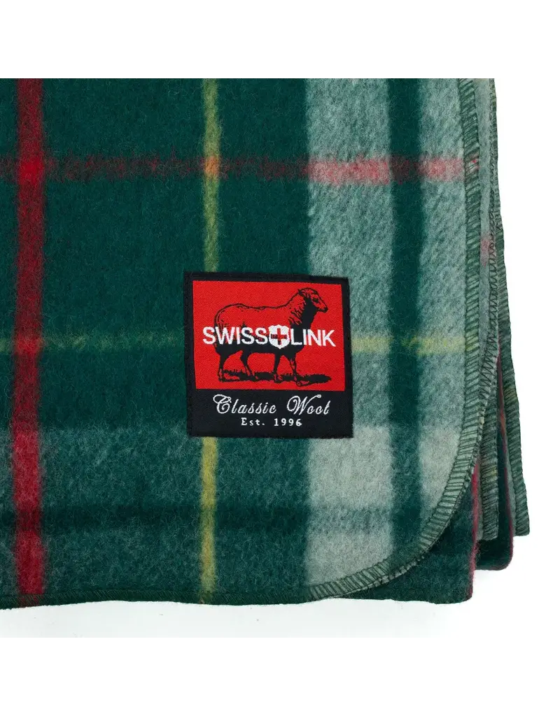 Swiss Link Emerald Green Classic Wool Blanket Plaid Collection