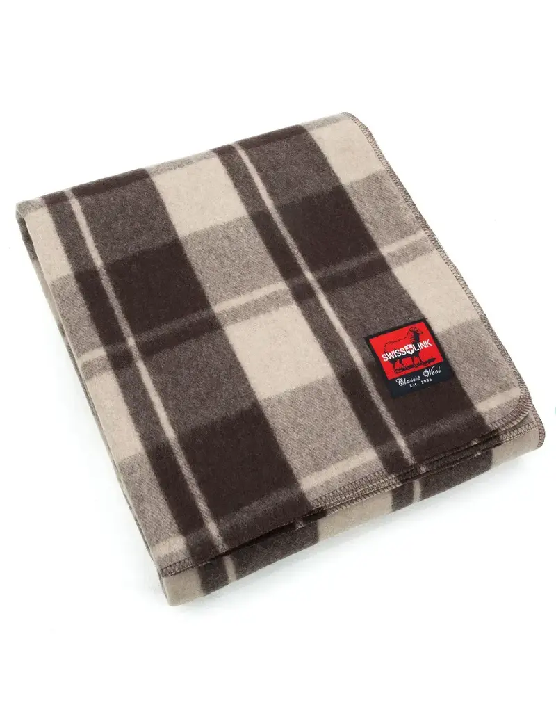 Swiss Link Cabin Brown Classic Wool Blanket Plaid Collection